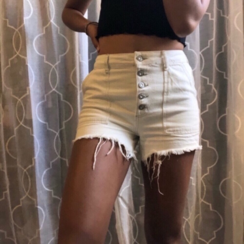 Free People white jean shorts